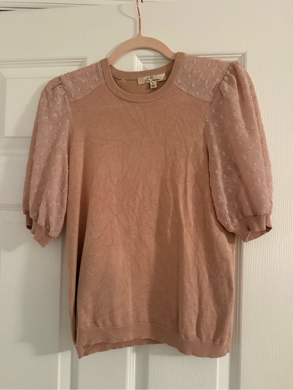 Women's Blush Puff Sleeve Knit Top